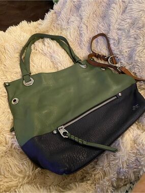 NWOT! OrYANY Green and Black Two-Tone Leather Tote Bag